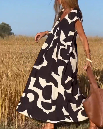 CLAIRE | V-neck Printed Maxi Dress