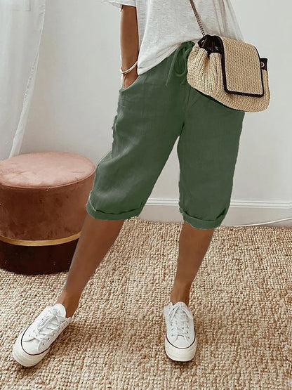 LIV - COTTON-LINEN BLEND PANTS