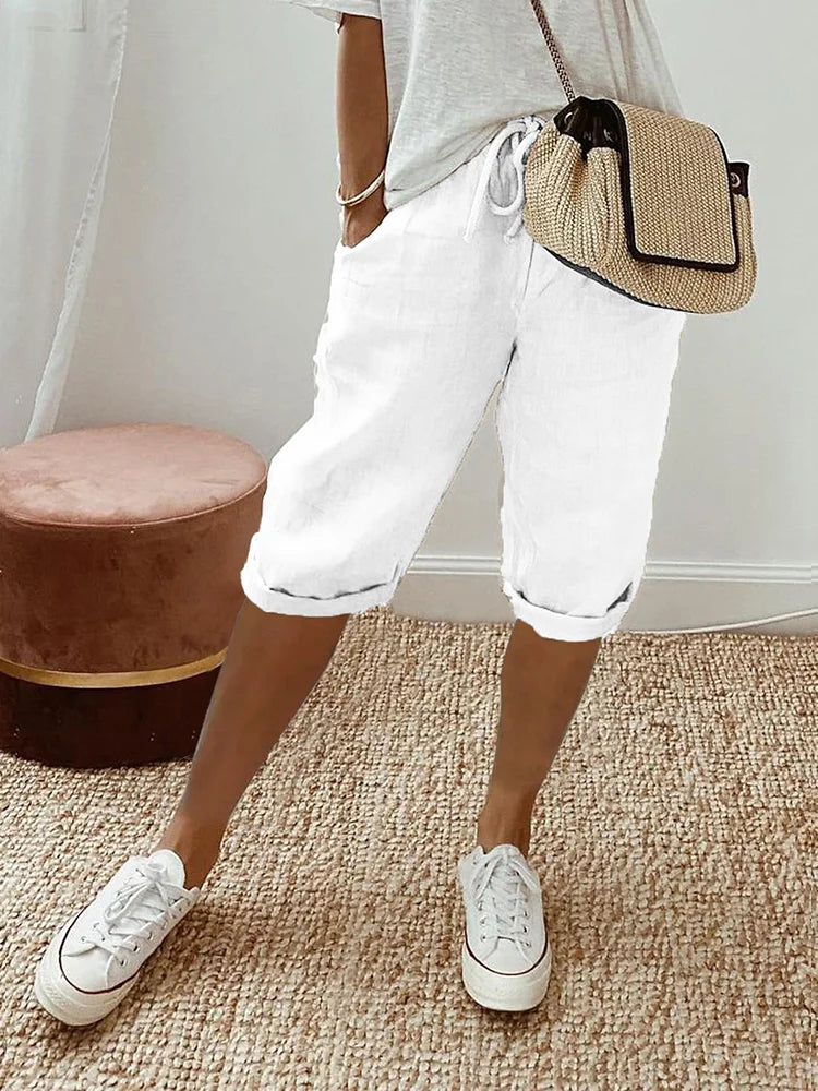 LIV - COTTON-LINEN BLEND PANTS