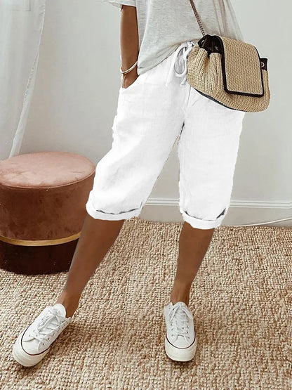 LIV - COTTON-LINEN BLEND PANTS