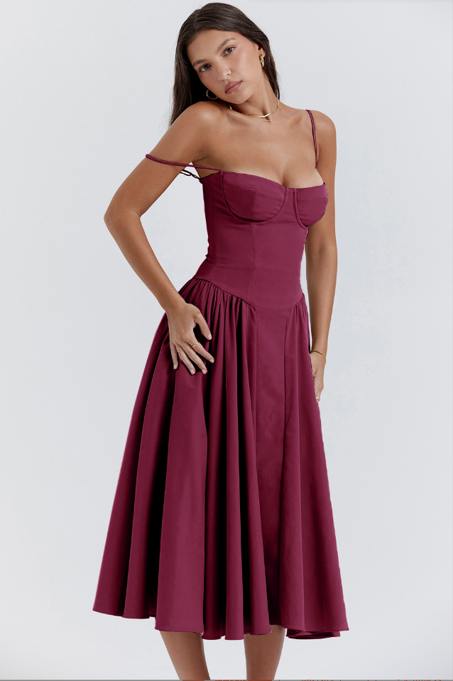 TULUM | Chic Sleeveless Midi Sun Dress With Corset Fit