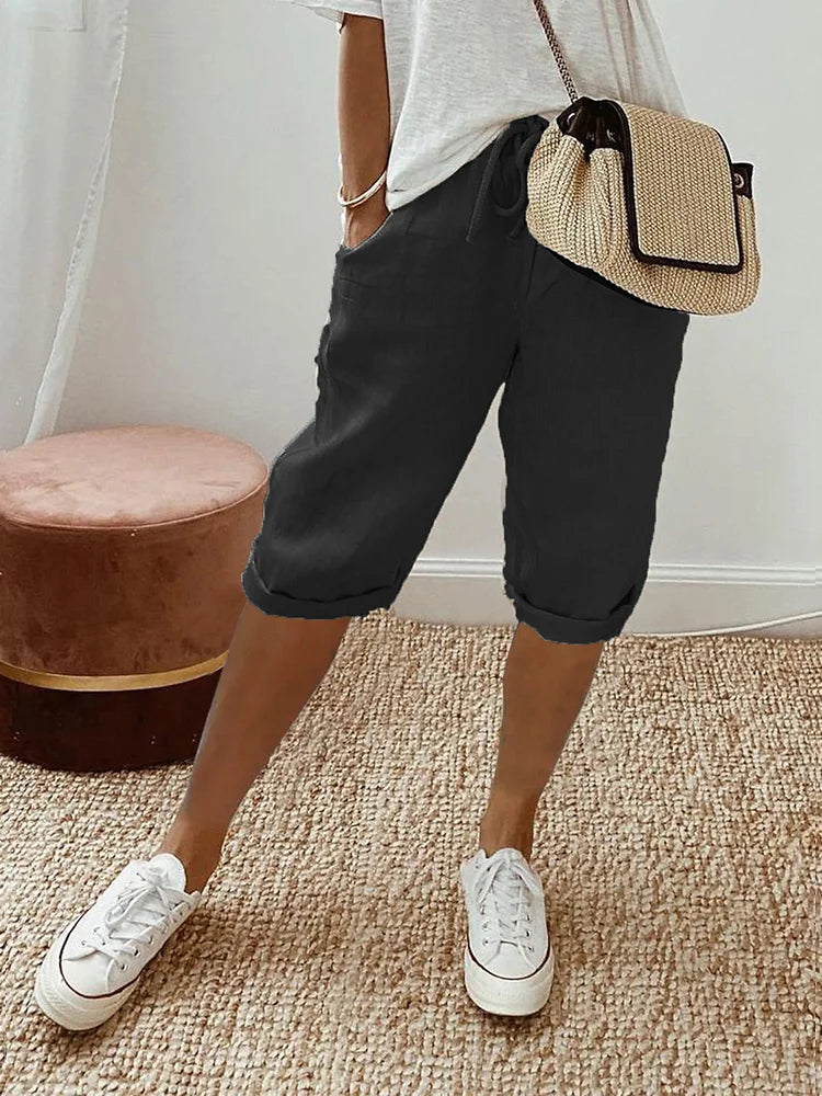 LIV - COTTON-LINEN BLEND PANTS