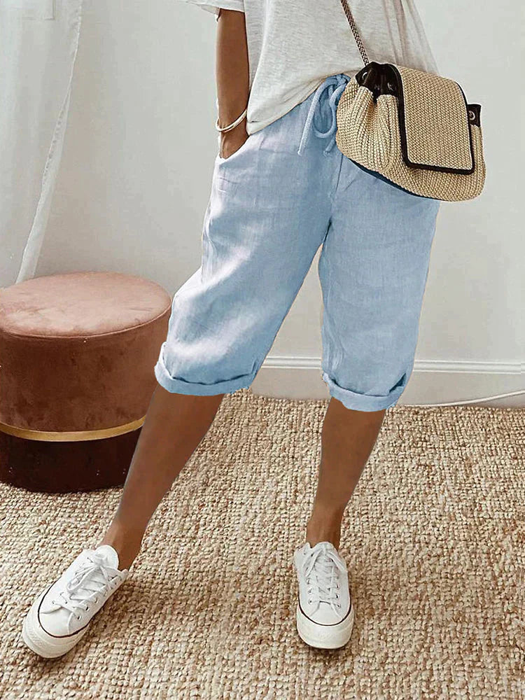 LIV - COTTON-LINEN BLEND PANTS