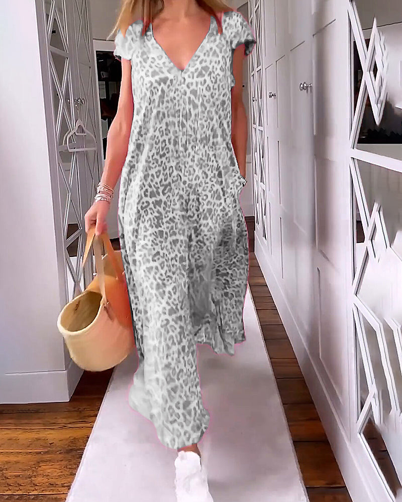 VANESSA | V-neck Short Sleeve Long Dress